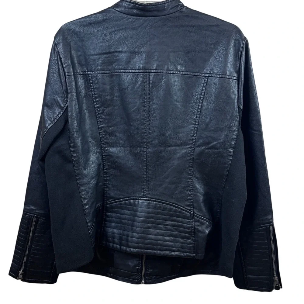 Torrid Womens Black Faux Leather Moto Jacket Ribbed Detail Plus Size 2 (18-20)